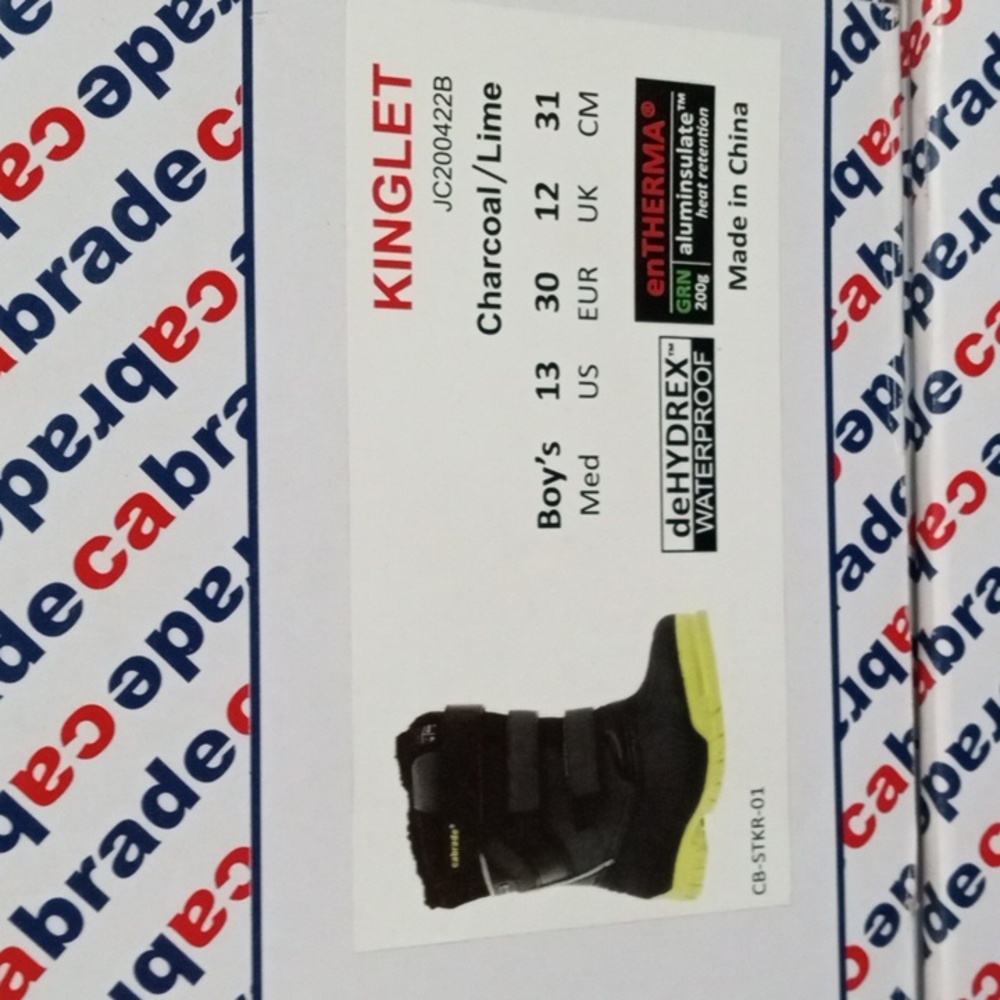 CABRADE Kinglet Boys,Black, Charcoal and Lime Kids  Winter Boots